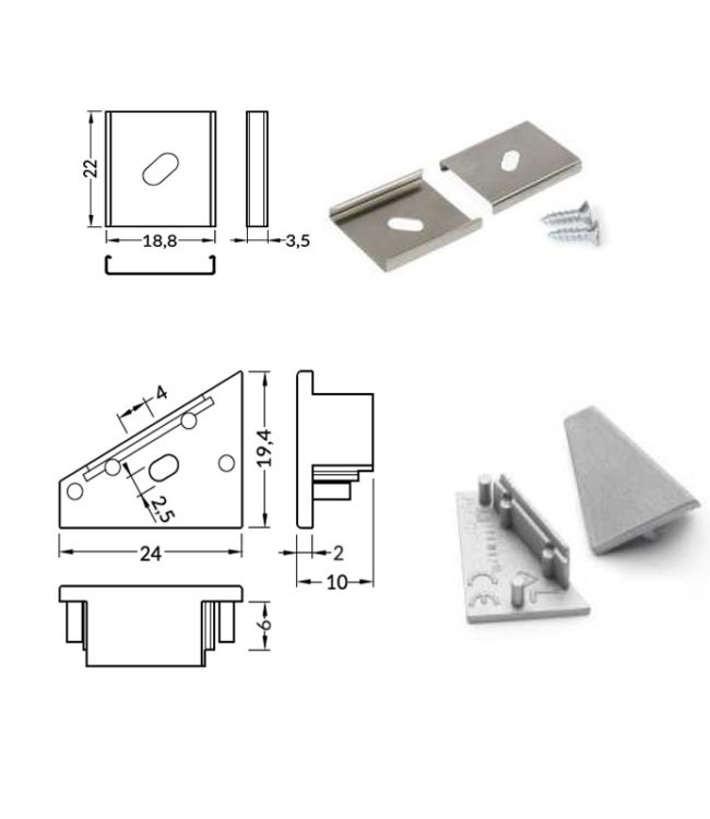 accessori per profilo alluminio corner
