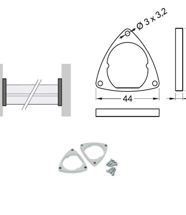 supporto in acciaio per profilo alluminio oval